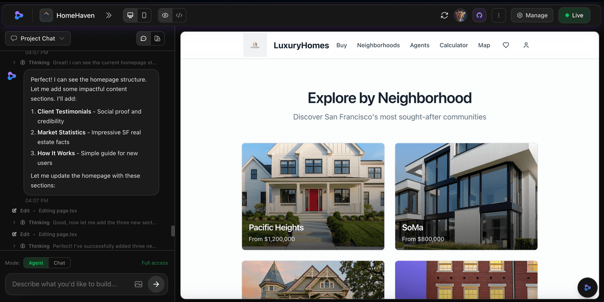 AI agent planning and generating code autonomously