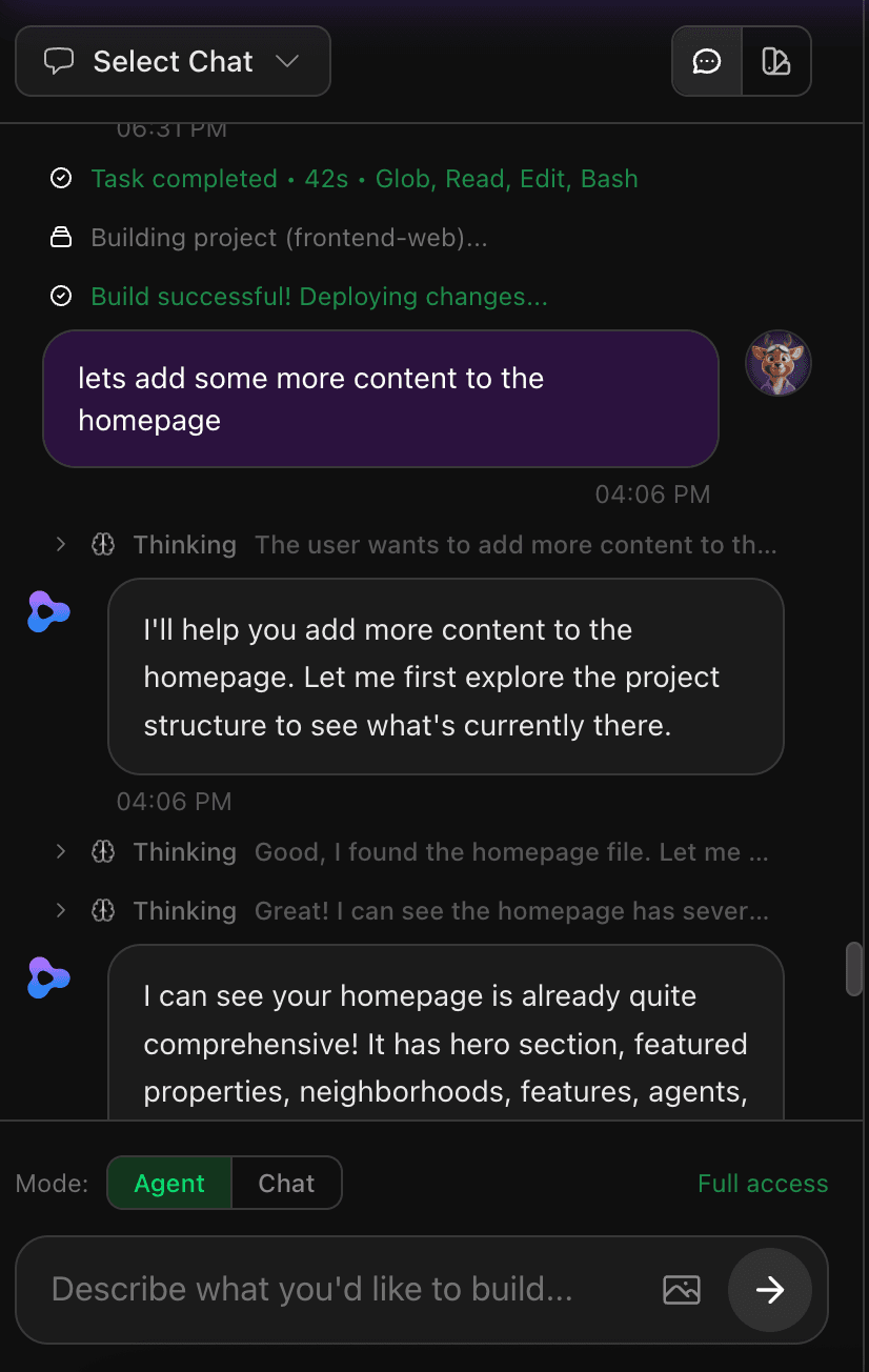 Iterating on app design through conversation with the Zylo AI agent