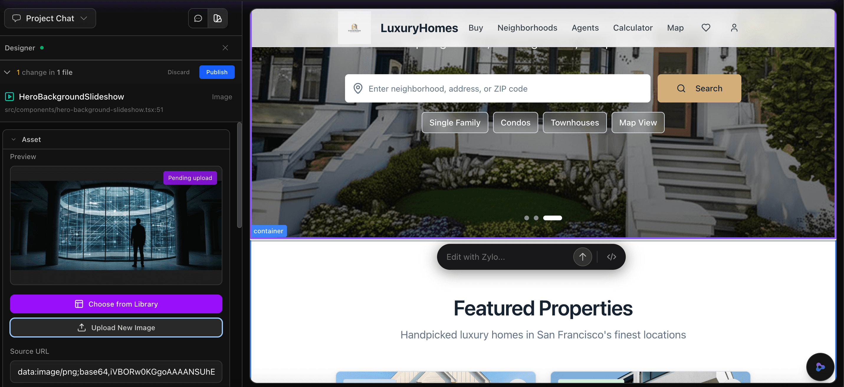 Swapping images through the design mode asset panel