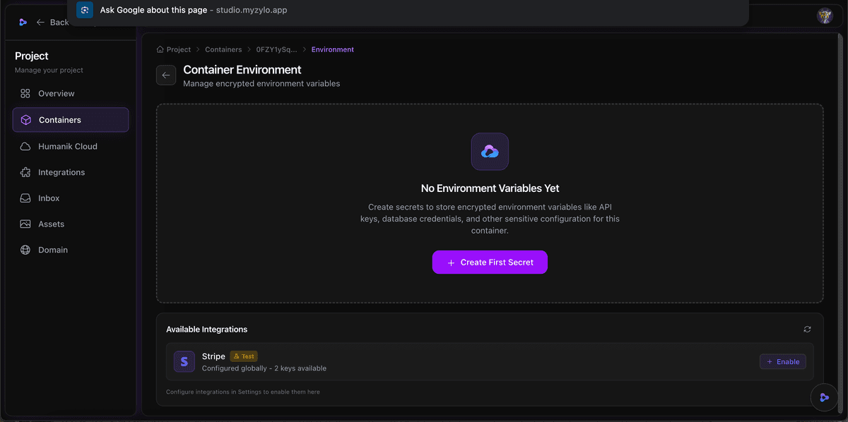 Encrypted environment variables and Stripe integration